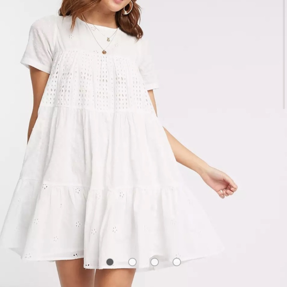 ASOS DESIGN broderie trapeze mini smock dress